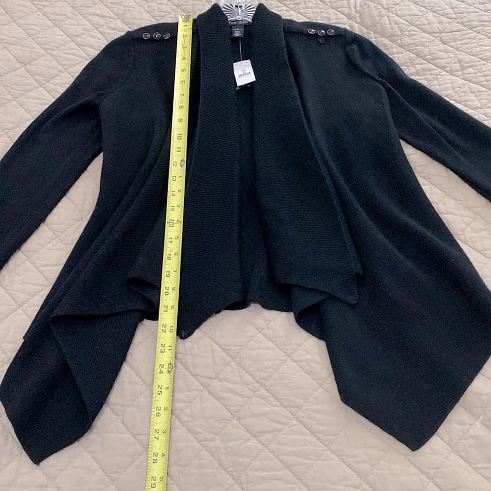 NWT! WHBM CARDIGAN. BLACK. SZ M. CAN BE WORN 2 WAYS. GORGEOUS! - Picture 5 of 8